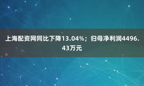 上海配资网同比下降13.04%；归母净利润4496.43万元